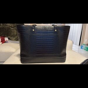 Modern Picnic Black Croc Tote